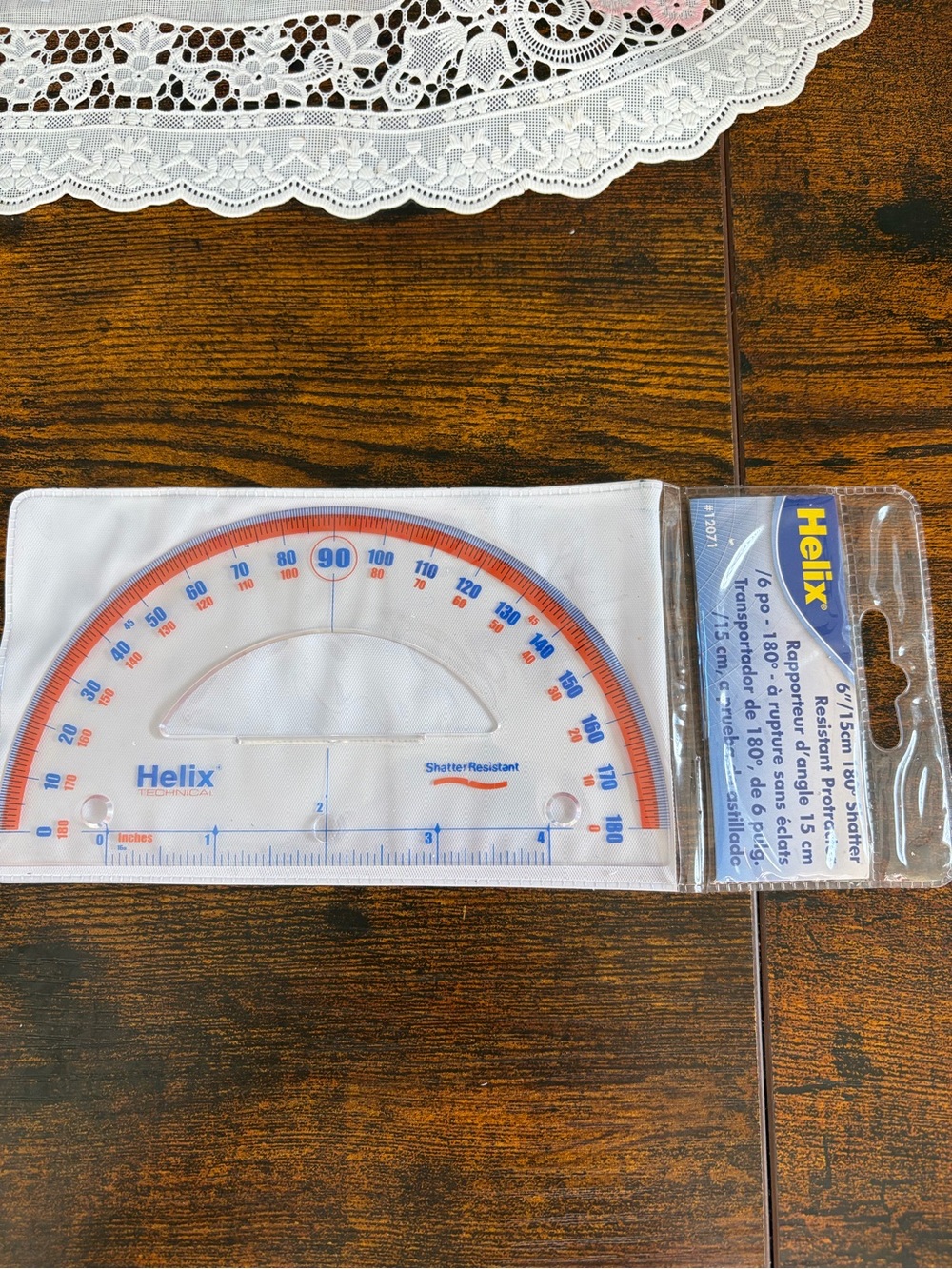 Helix White, Blue and Orange 180° Protractor with Pouch